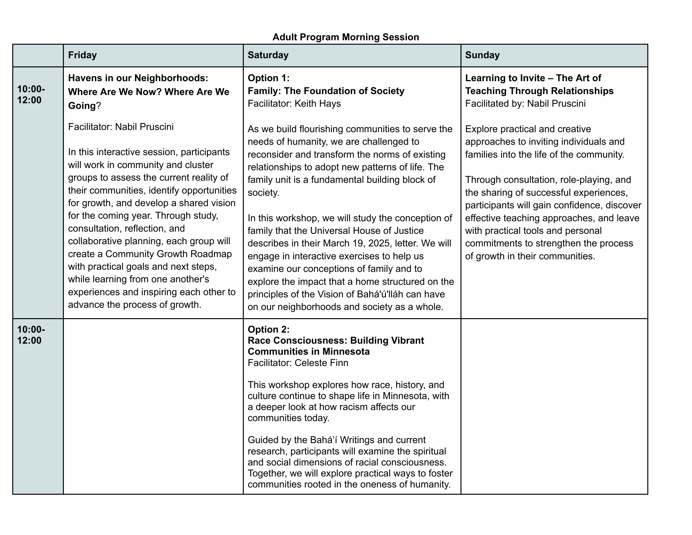 2026 MN Summer School Adult Program Page 1